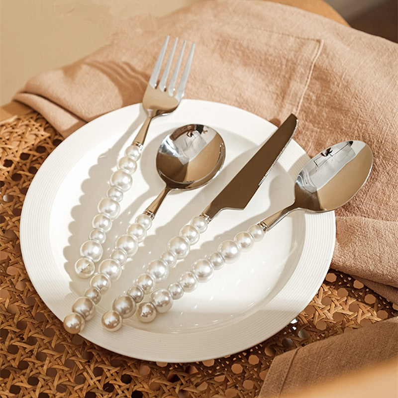 Lovely Pearl Cutlery Knife Fork Spoon Set