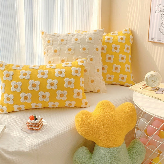 Cute Embroidery Daisy Flower Cushion Cover