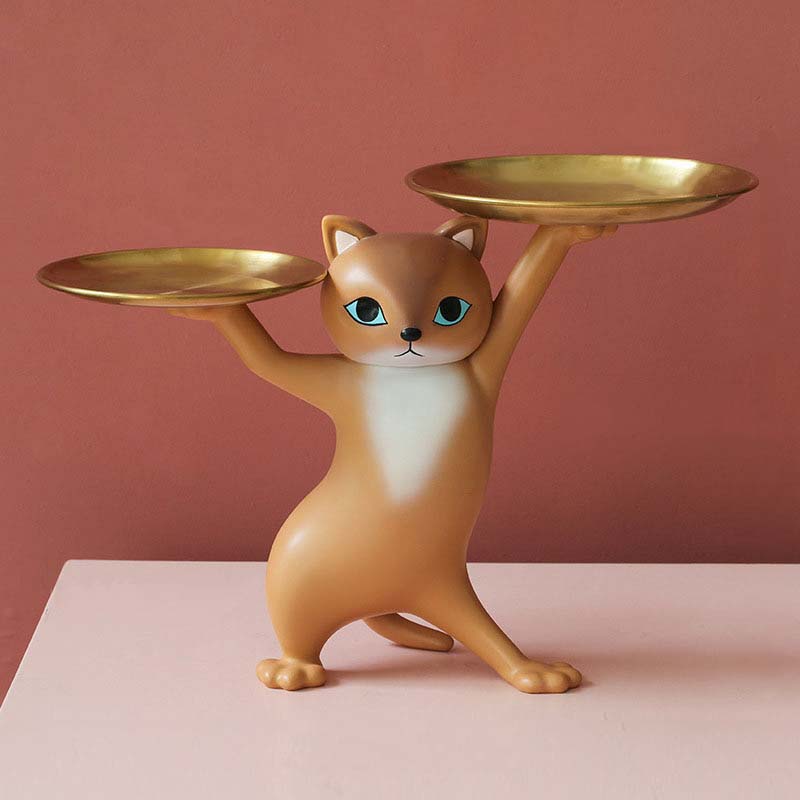 Adorable Dancing Cat figure with Tray