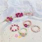 K-style Sweet Pink Flower Beaded Ring