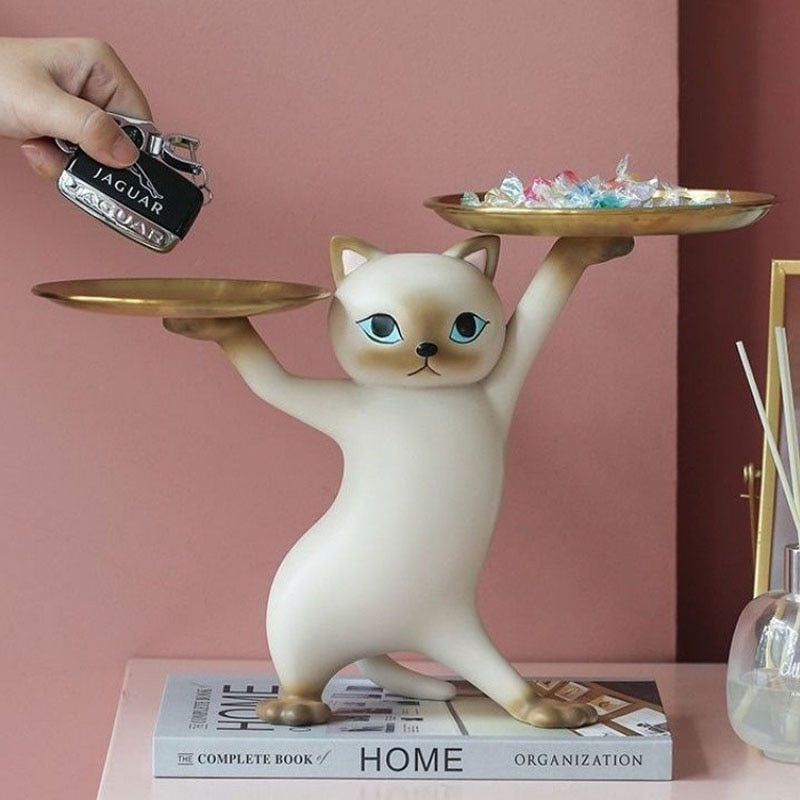 Adorable Dancing Cat figure with Tray