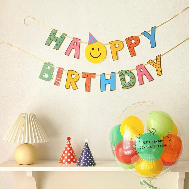 Happy Birthday Smiley Party Banner Photo Prop