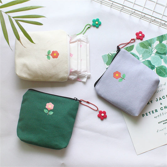 Cute Flower mini Canvas Storage Bag