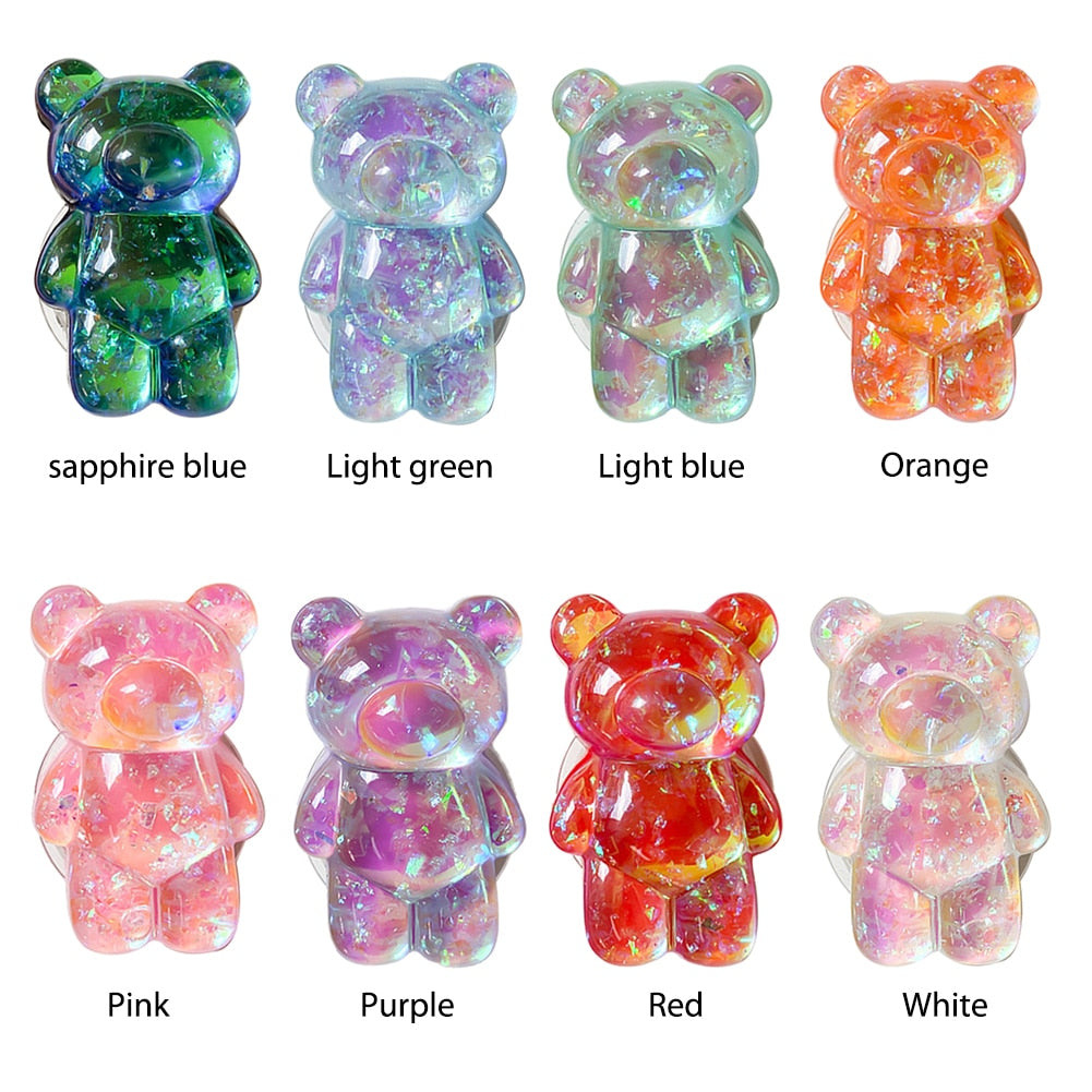 Cute Holographic Bear Phone Holder Grip