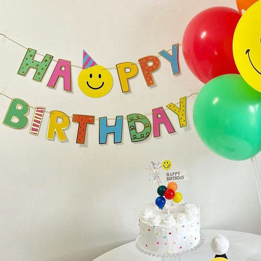 Happy Birthday Smiley Party Banner Photo Prop