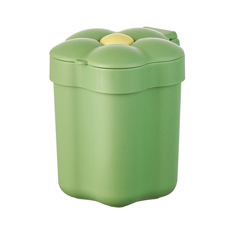 Vintage Rubbermaid Avocado Green Trash Can White Daisy Flowers -   Log Cabin Decor