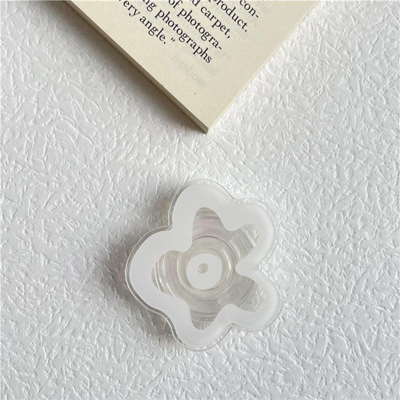 Transparent Solid Color Flower Extendable Phone Grip