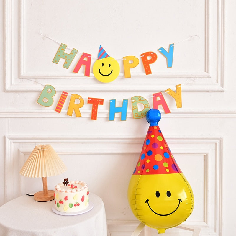 Happy Birthday Smiley Party Banner Photo Prop