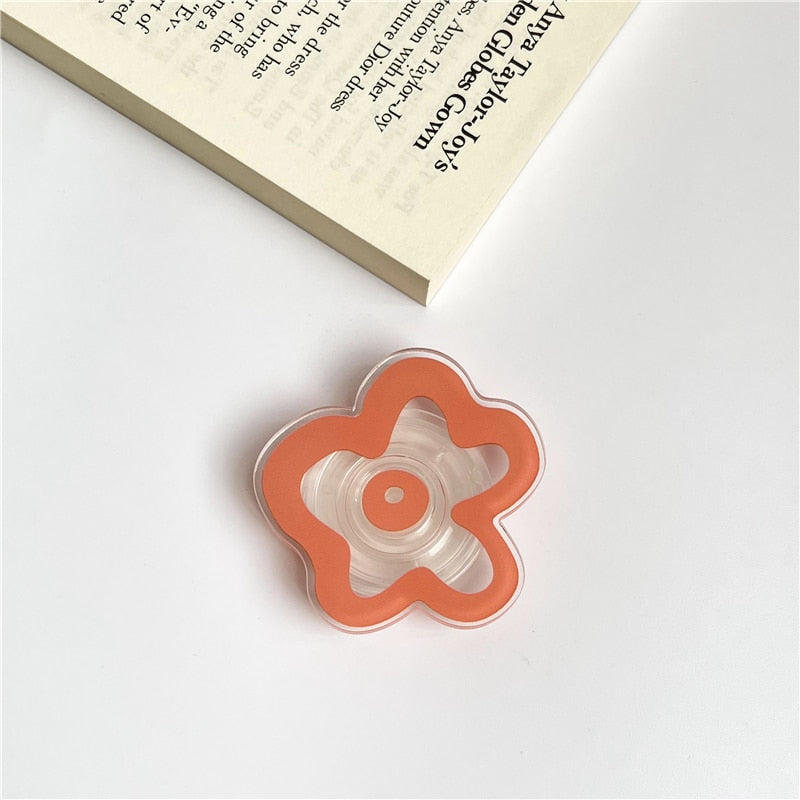 Transparent Solid Color Flower Extendable Phone Grip