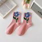 K-Style Candy Color Flower Socks