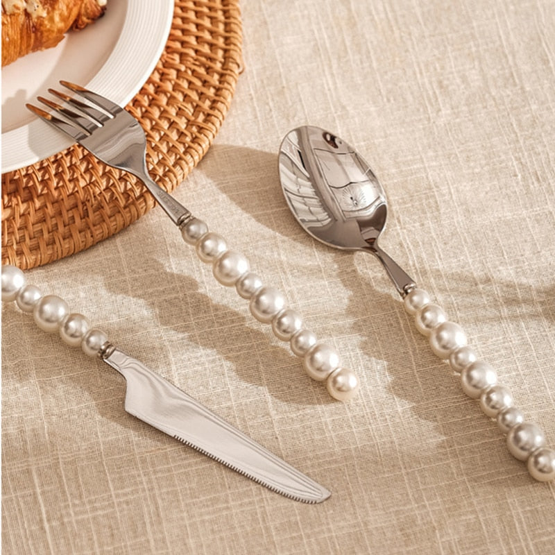 Lovely Pearl Cutlery Knife Fork Spoon Set