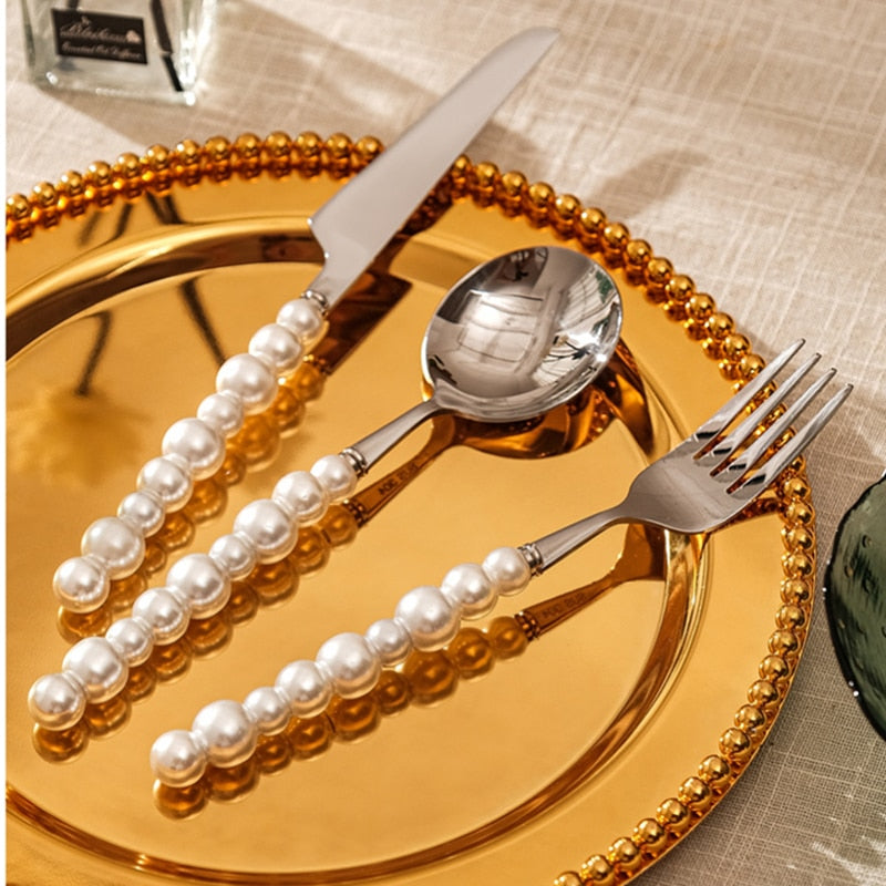 Lovely Pearl Cutlery Knife Fork Spoon Set