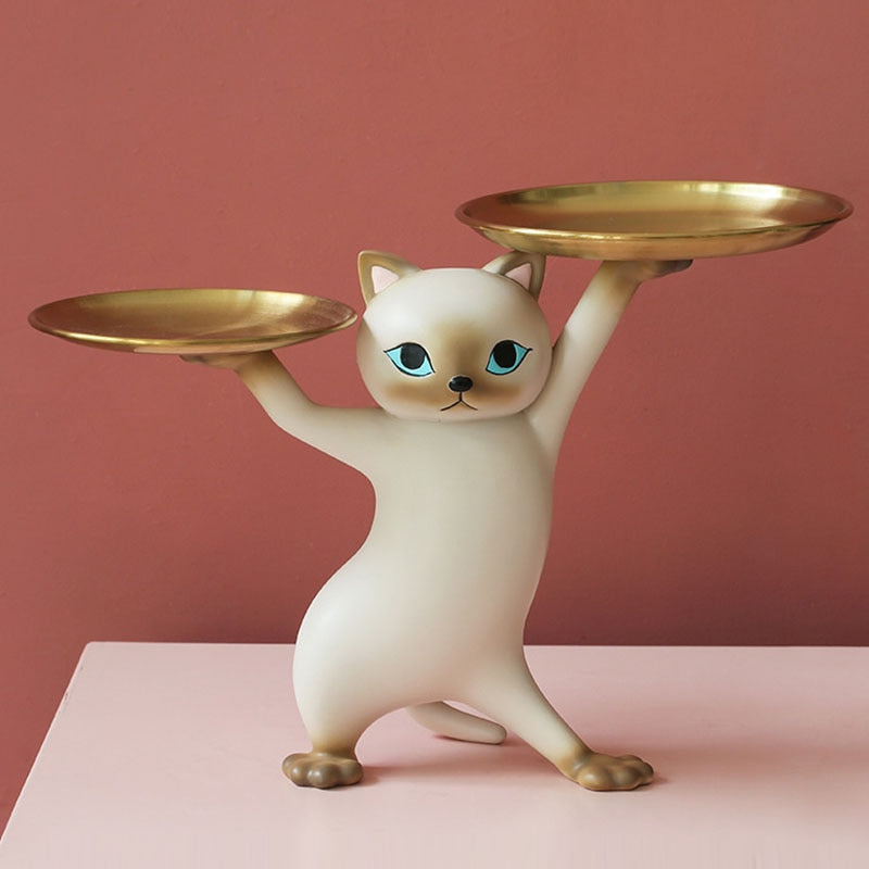 Adorable Dancing Cat figure with Tray