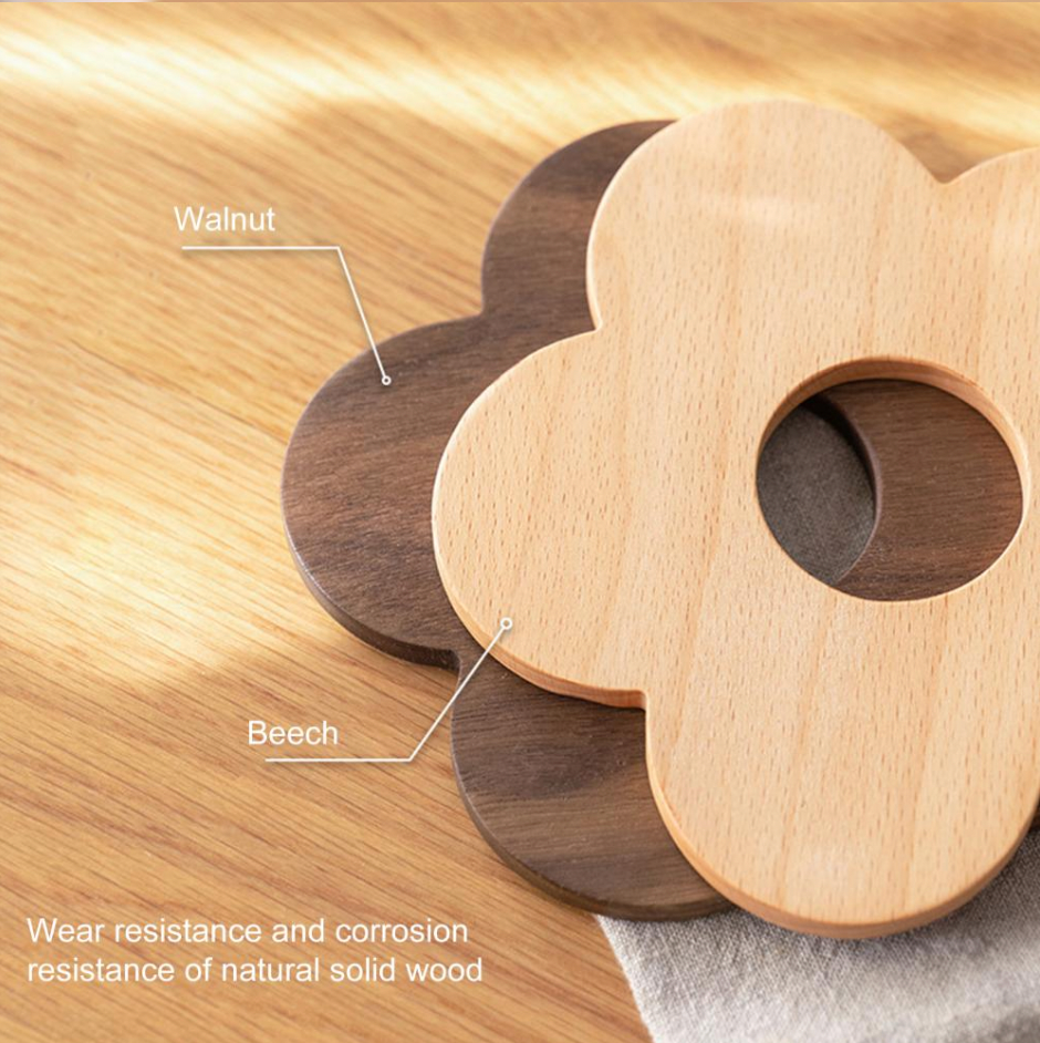 Wooden Daisy Flower Coaster with Holder