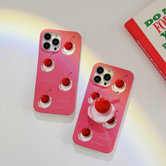 Lovely Barbiecore Pink Cream Cherry iPhone Case