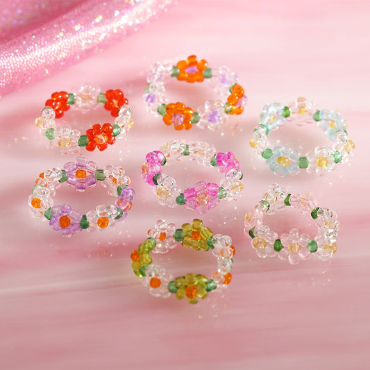 K-style Flower Beads Ring