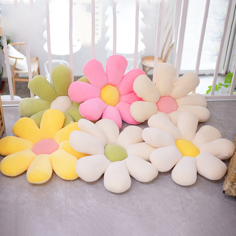 Pastel Flower Daisy Plush Chair Cushion Pillow