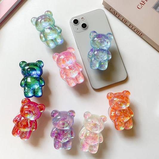 Cute Holographic Bear Phone Holder Grip