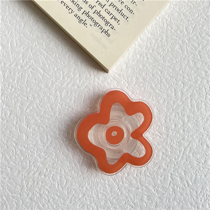 Transparent Solid Color Flower Extendable Phone Grip