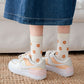 Cute Kawaii Style Daisy Flower Patterned Crew Socks