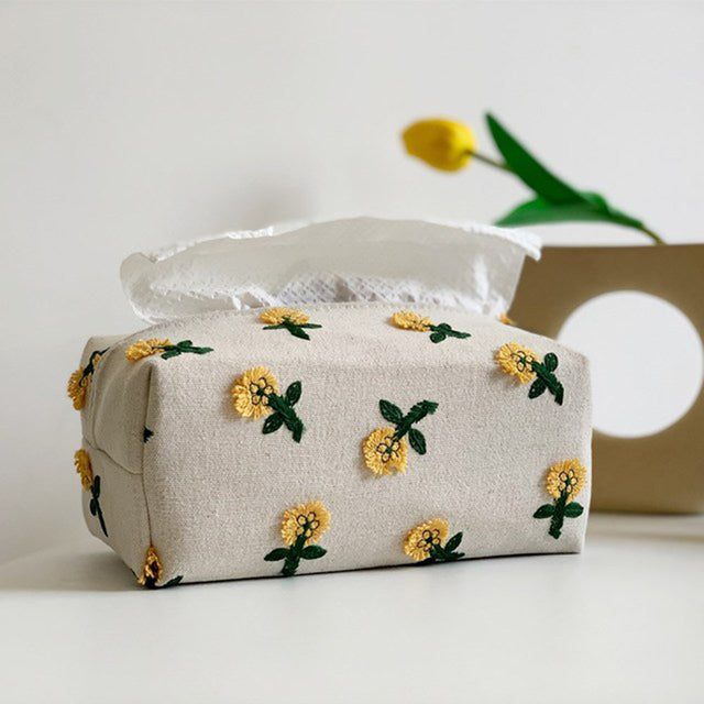 Yellow Daisy Fabric Tissue Cover