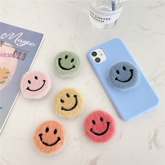 Fluffy Smiley Face Phone Grip