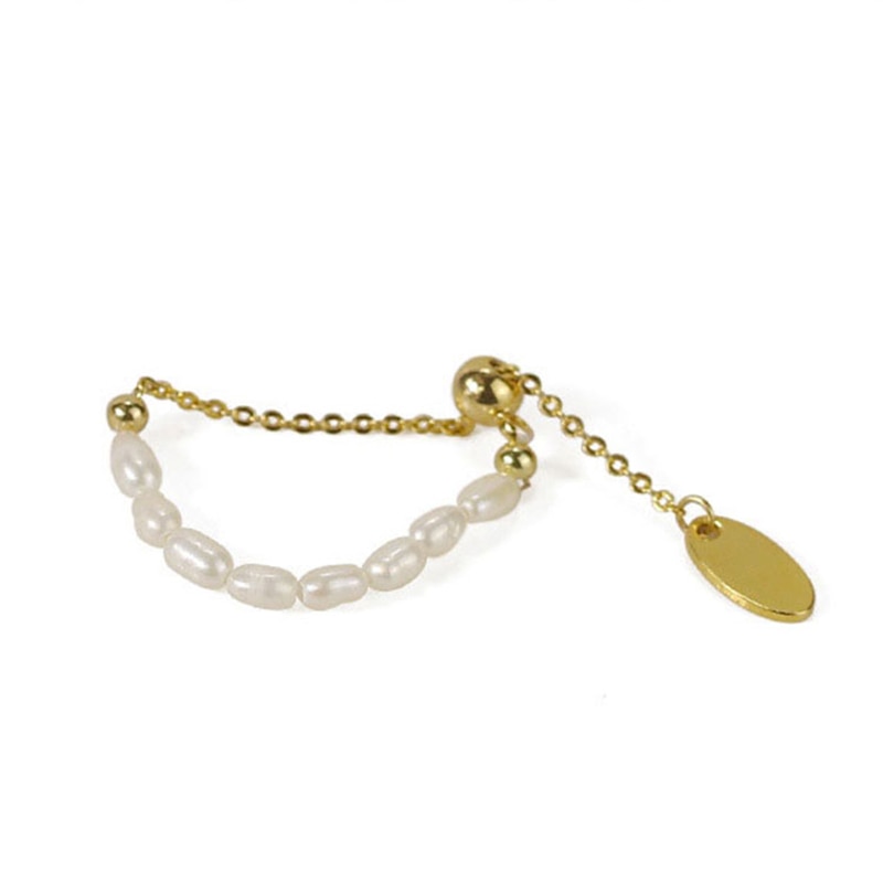 Simple Retro Pearl Chain Gold Ring