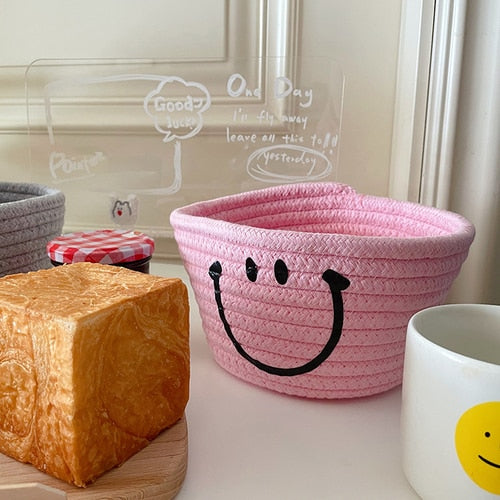 Happy Face Woven Storage Basket