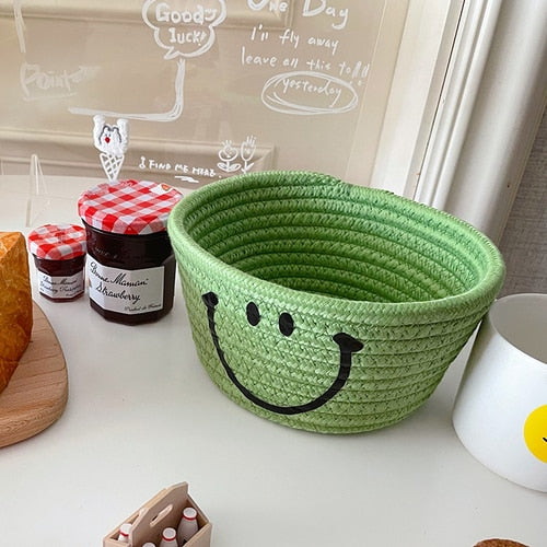 Happy Face Woven Storage Basket