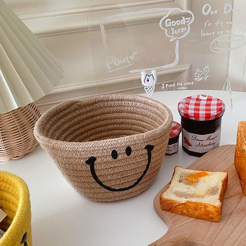 Happy Face Woven Storage Basket