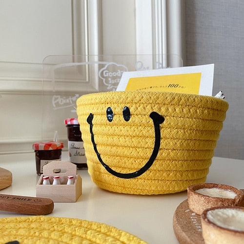 Happy Face Woven Storage Basket