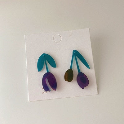 Colorful Asymmetric Acrylic Flower Earrings