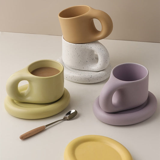 K-style Ceramic Mug and Saucer Set