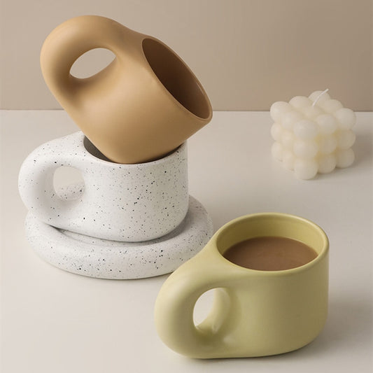 K-style Ceramic Mug and Saucer Set