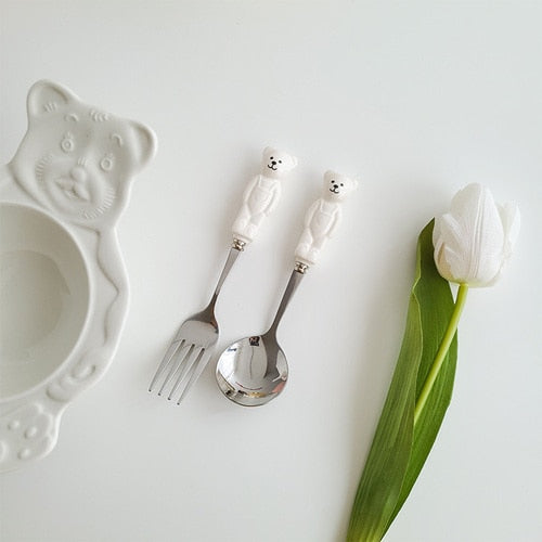 Cute Retro Bear Spoon Fork Set