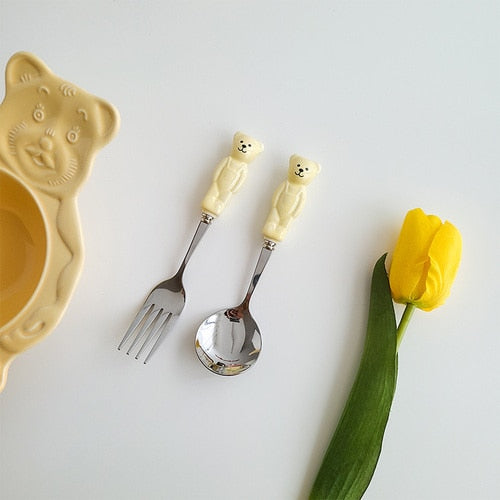 Cute Retro Bear Spoon Fork Set