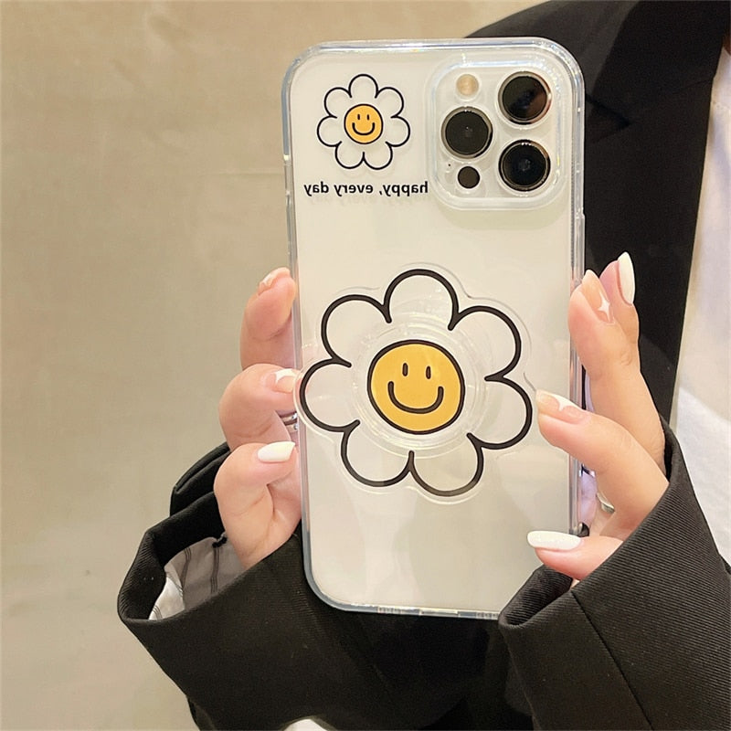 Smiley Face Flower iPhone Case with Grip