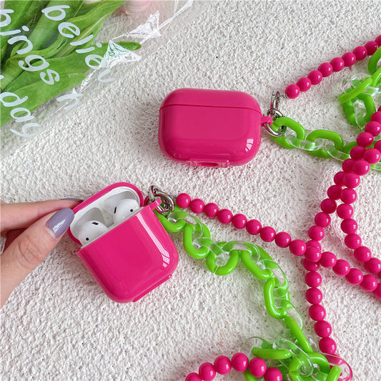 Lovely Magenta Crossbody Chain AirPods Case