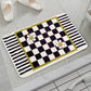 Smiley Daisy Checkered Bath Mat Decor Rug