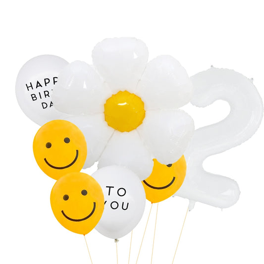 White Daisy Flower Balloon Set 8pcs