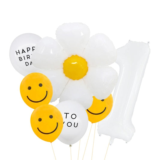 White Daisy Flower Balloon Set 8pcs