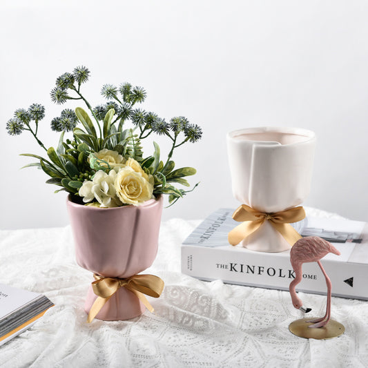 Cute Bouquet Shape Flower Ceramic Home Decor Vase